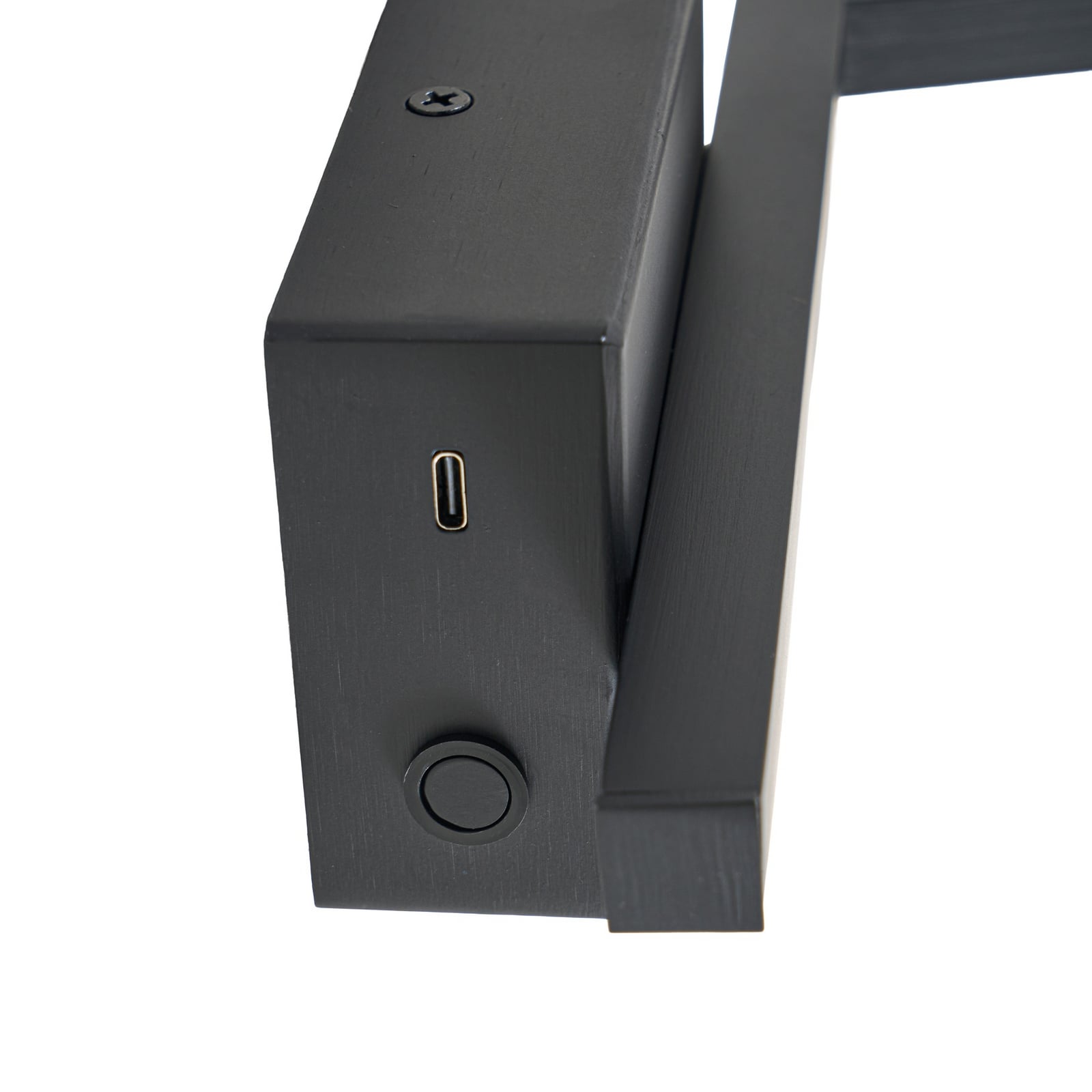 Candeeiro de parede LED Steve, preto, 24 cm, USB, regulável - Lucande