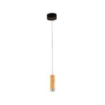 LED hanglamp Shine-Wood, Ø 13 cm eiken/zwart hout/acryl