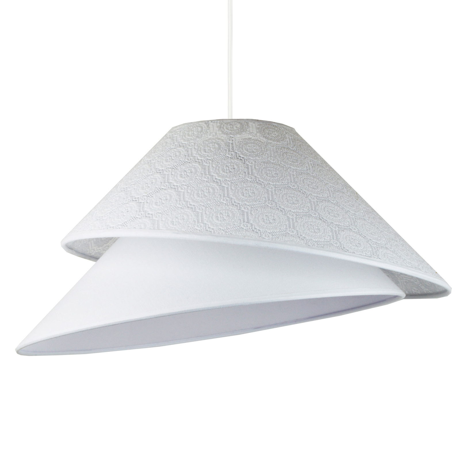 DUOLLA Coco fabric hanging light, white with lace pattern, for Living / Dining Room, synthetic fibre fabric, E27, 40 W, energy efficiency: A++