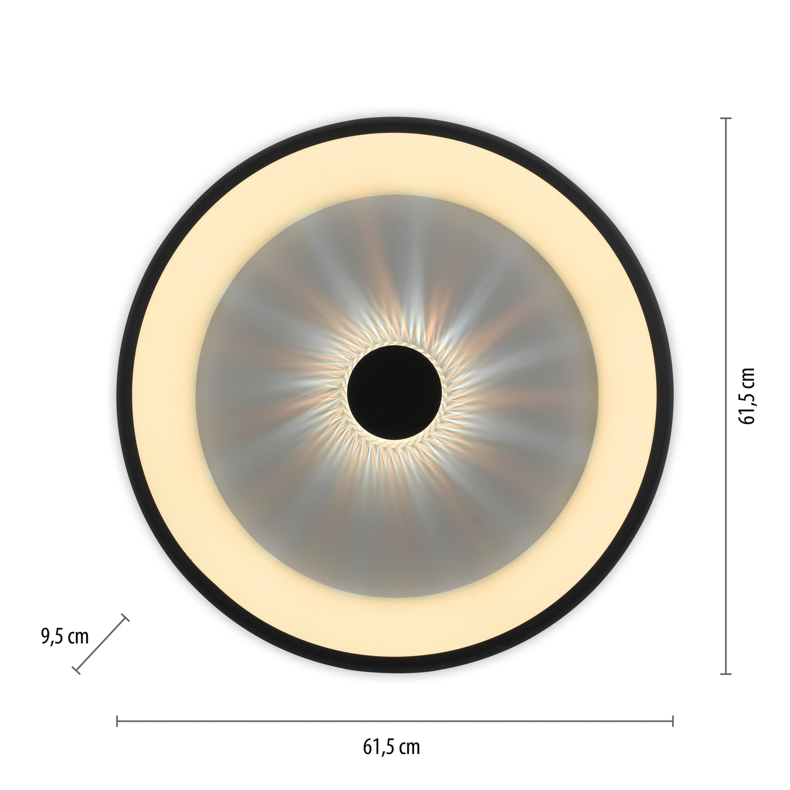 Светодиодна лампа за таван Vertigo, CCT, Ø 61,5 cm, черна