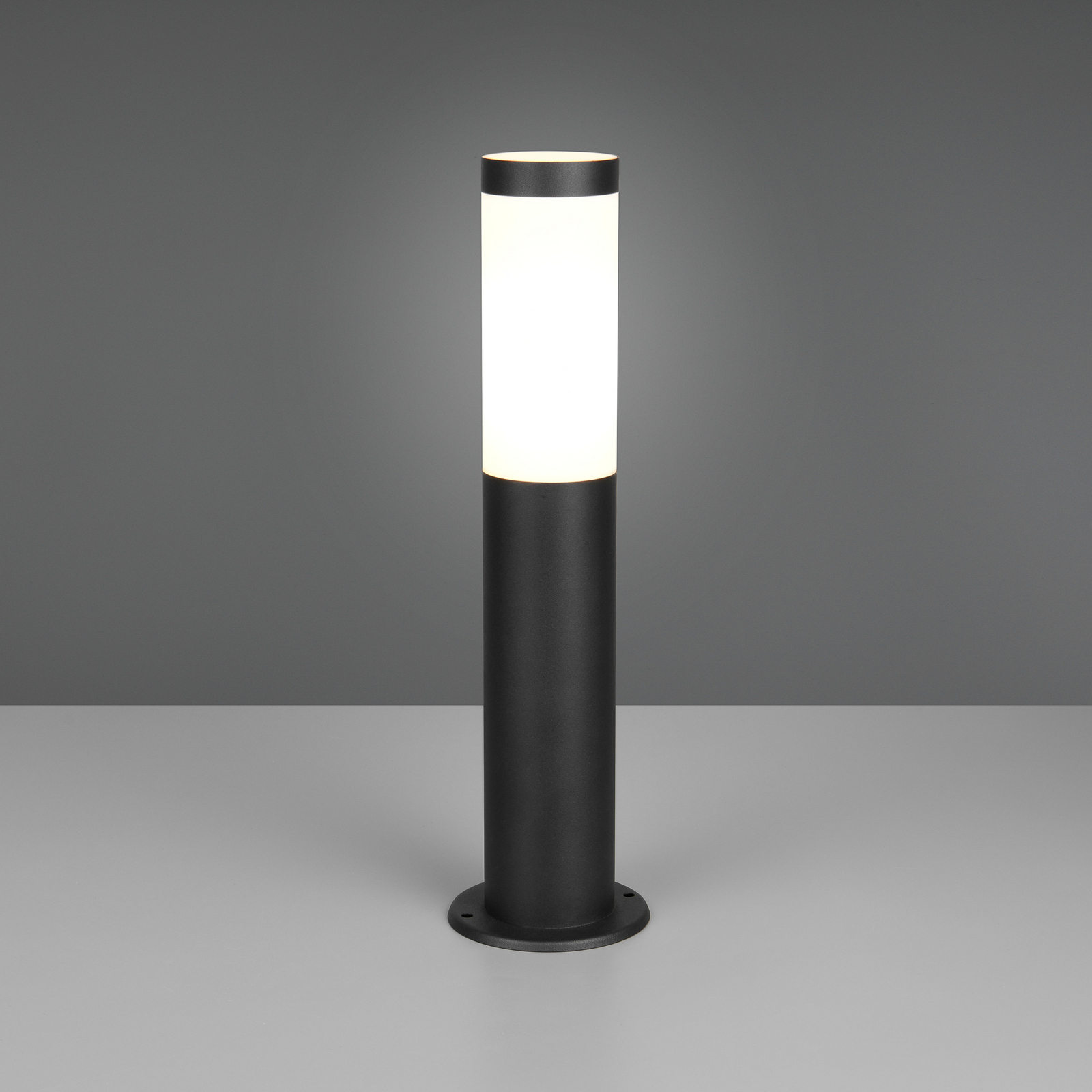 Sokkellampe Trioto, sort mat, højde 45 cm, stål