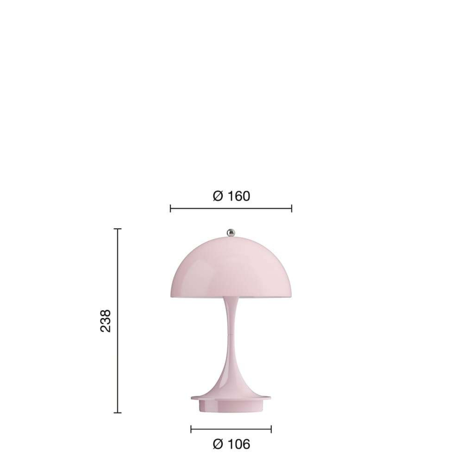 Panthella 160 Portable Table Lamp V3 Opal Pale Rose - Louis Poulsen