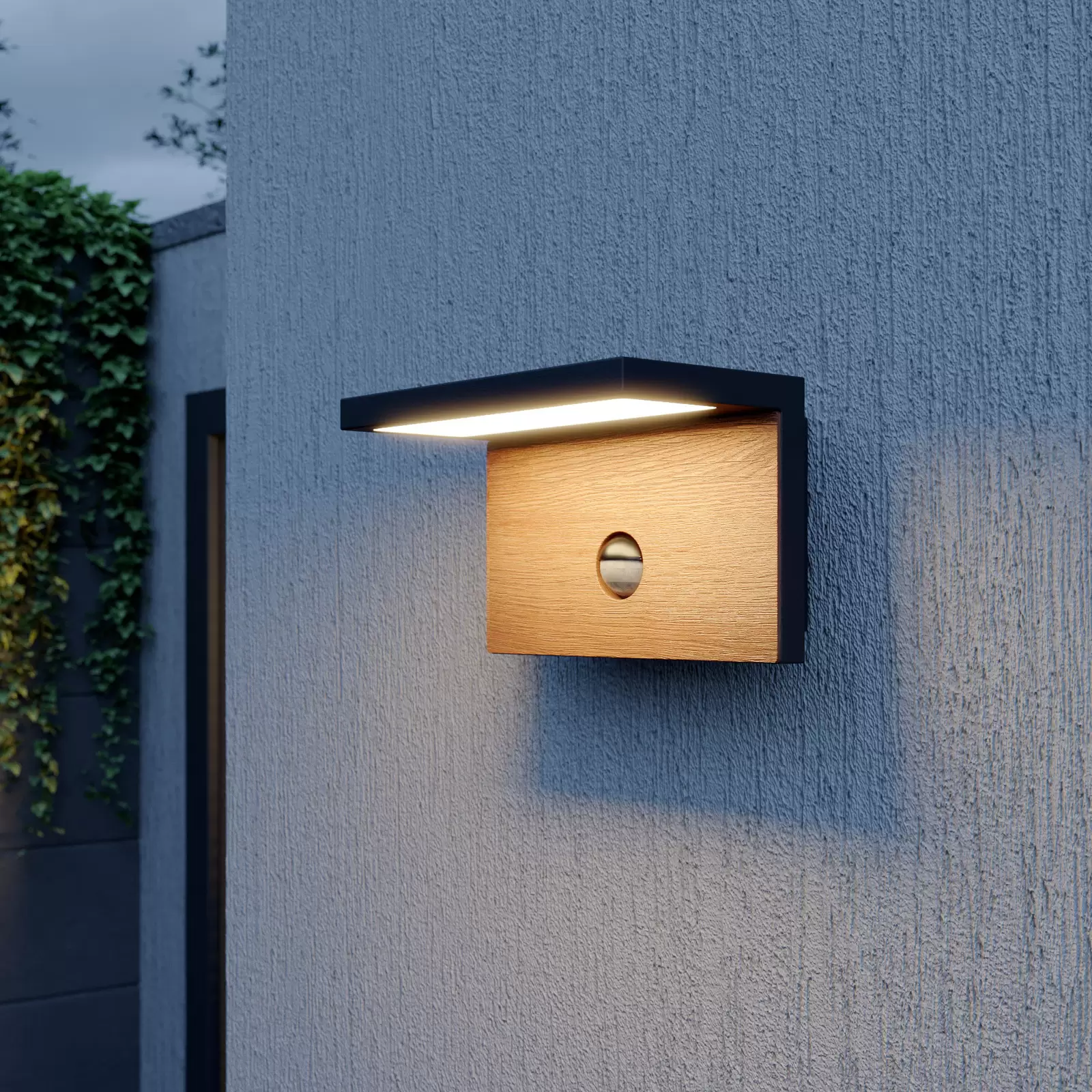 Lucande Lignus LED fali lámpa, mozgásérzékelő