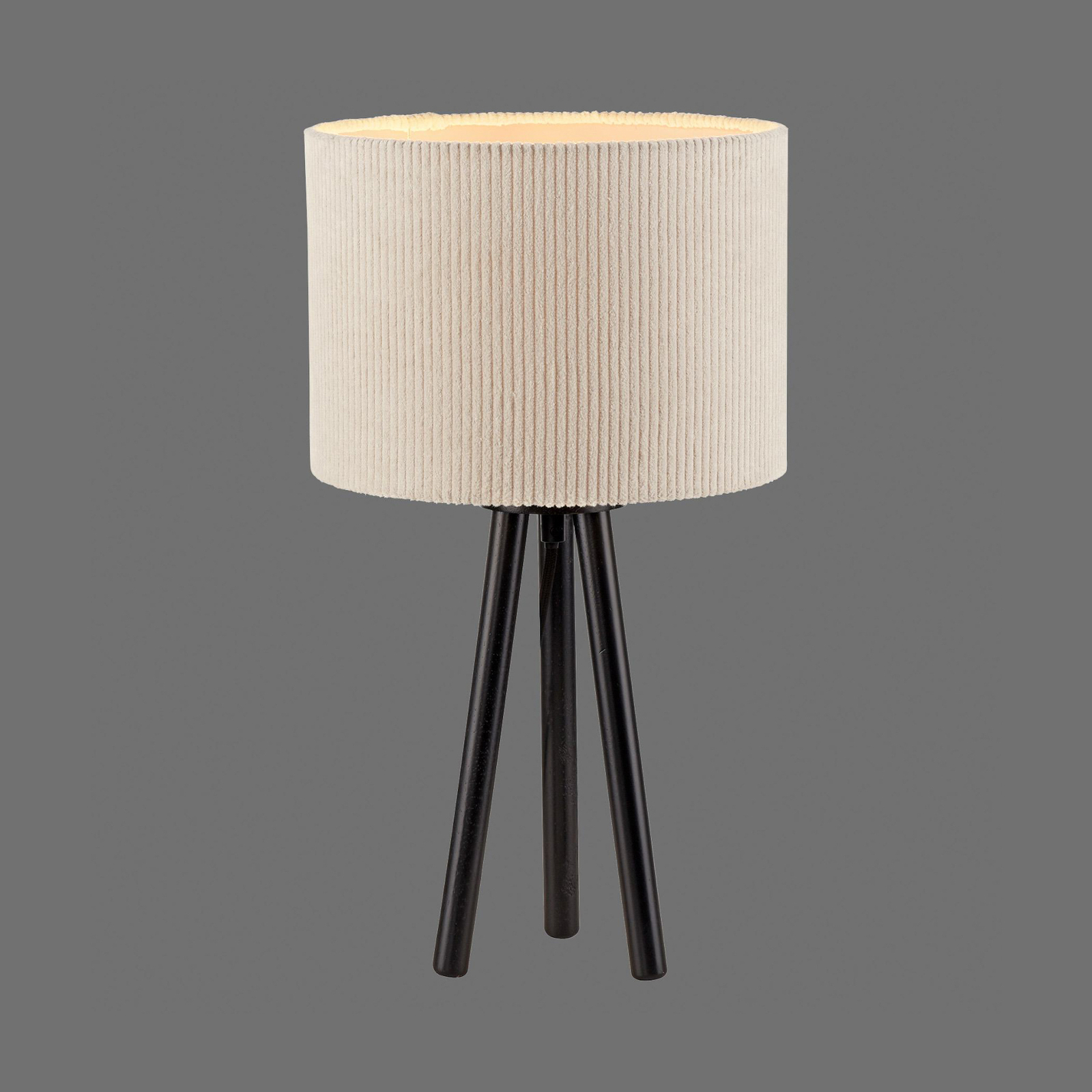 JUST LIGHT. Green Duro table lamp, textile, tripod, beige