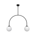 Plafonnier Archie, noir, longueur 68 cm, métal, à 2 lampes.