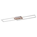 LED plafondlamp Iven, dim, staal/hout, 110x25cm