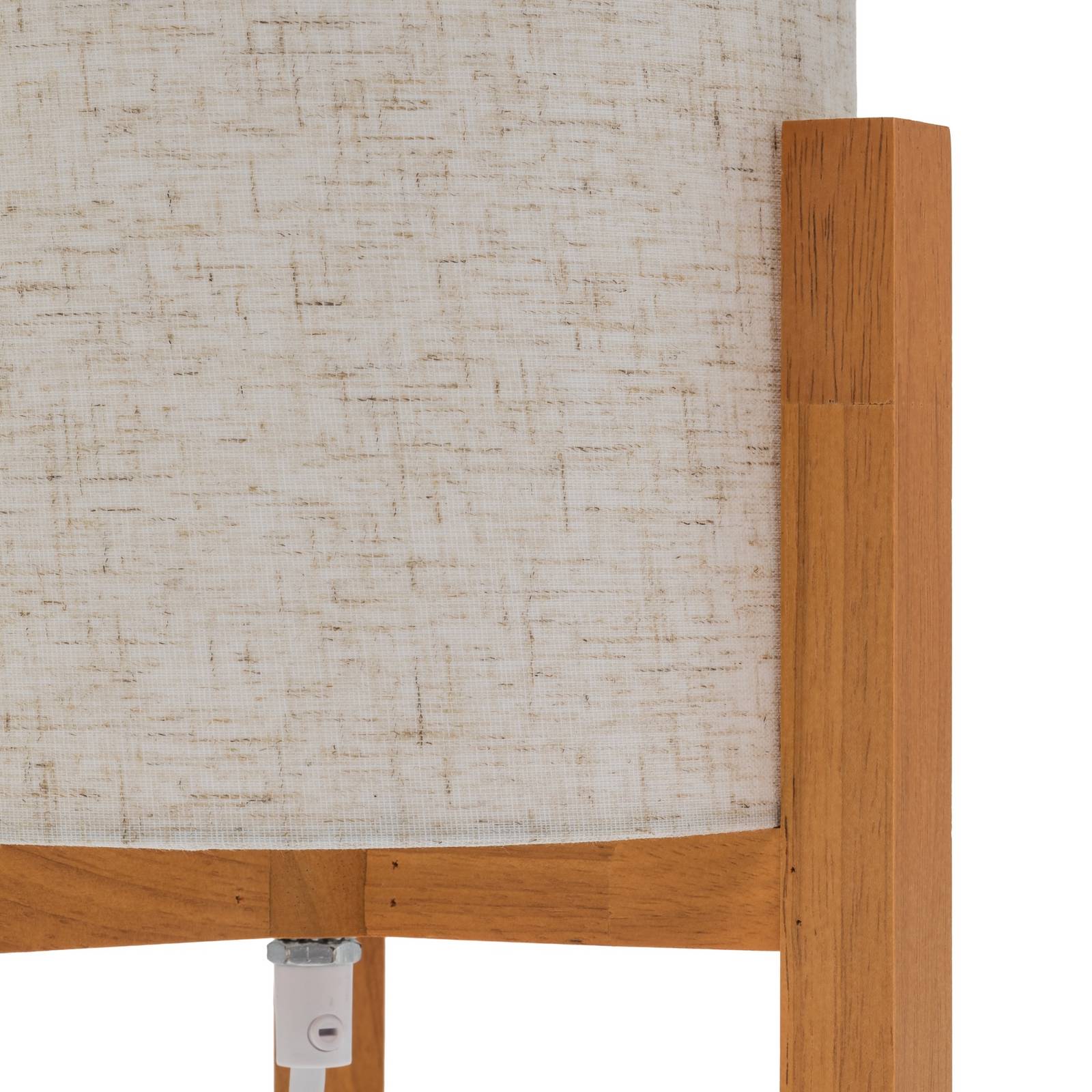 Lampa stołowa 3193, drewno, tkanina lniana, wysokość 32cm