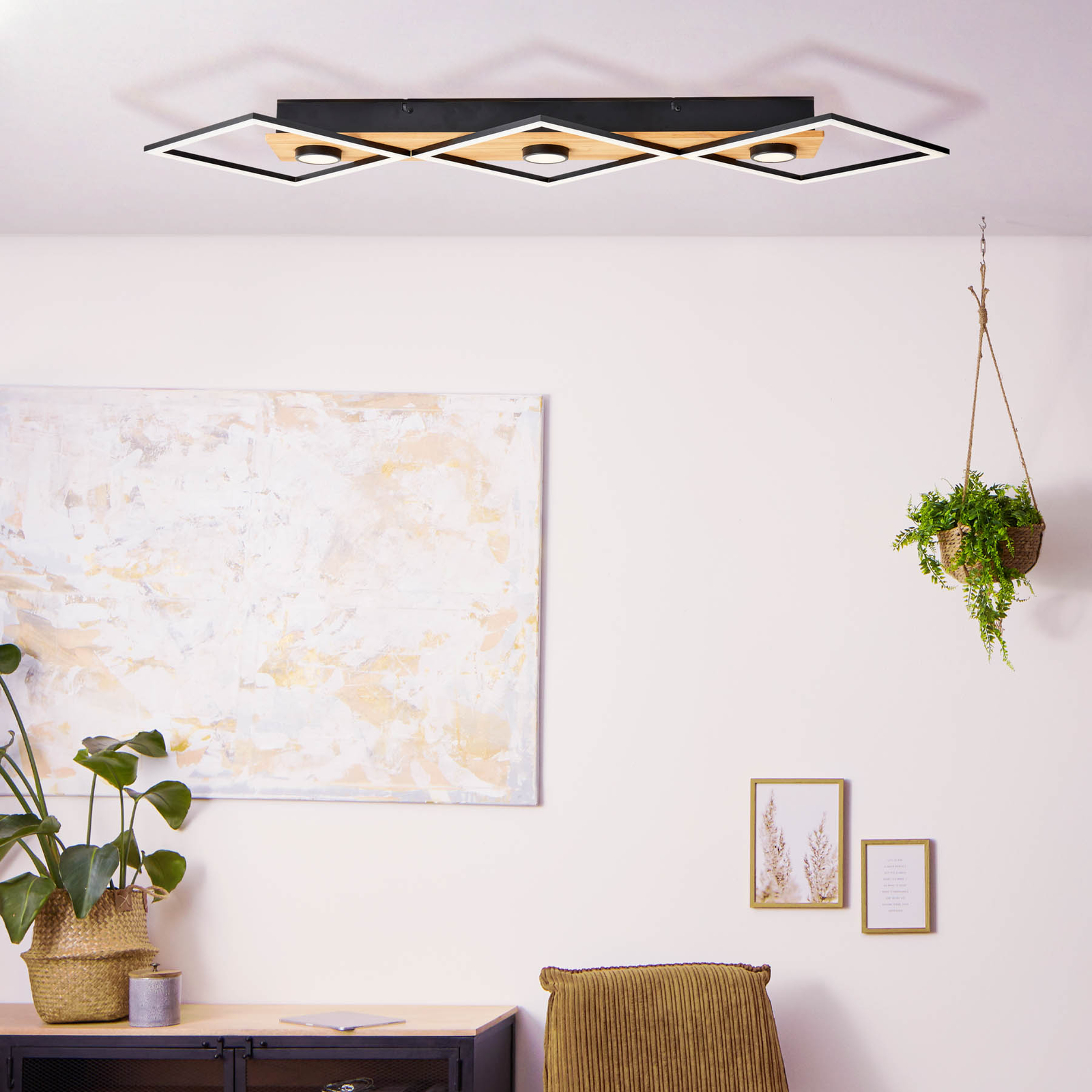 Woodbridge LED ceiling light, three-bulb