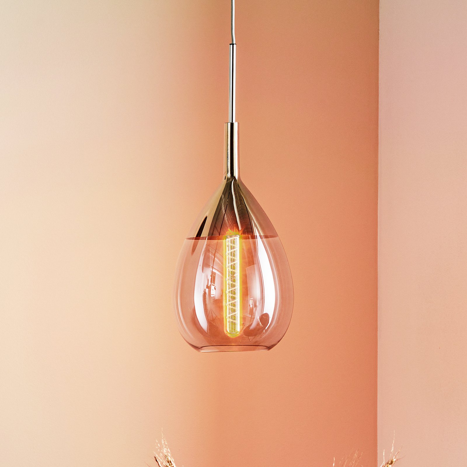 EBB & FLOW Lute lampa wisząca platyna szkło, szara