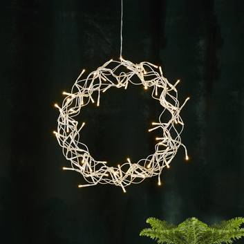 Corona LED Curly blanco cálido decoración navideña