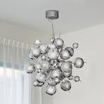 Molecule pendant light, chrome-coloured, metal, 12-bulb, G4