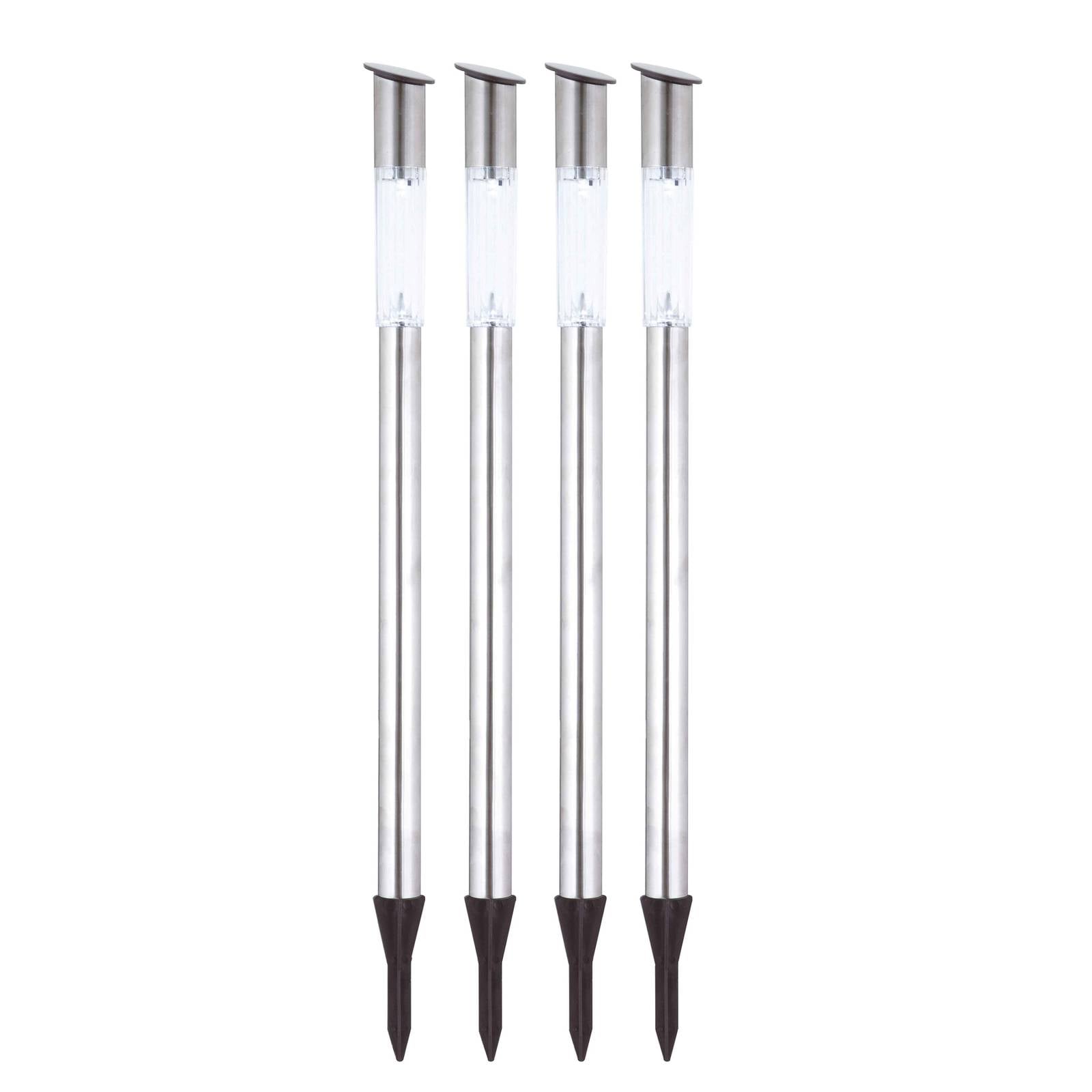 Globo Solar-LED-Wegelampe Erdspieß Edelstahl 4er-Set - alu / grau / zink