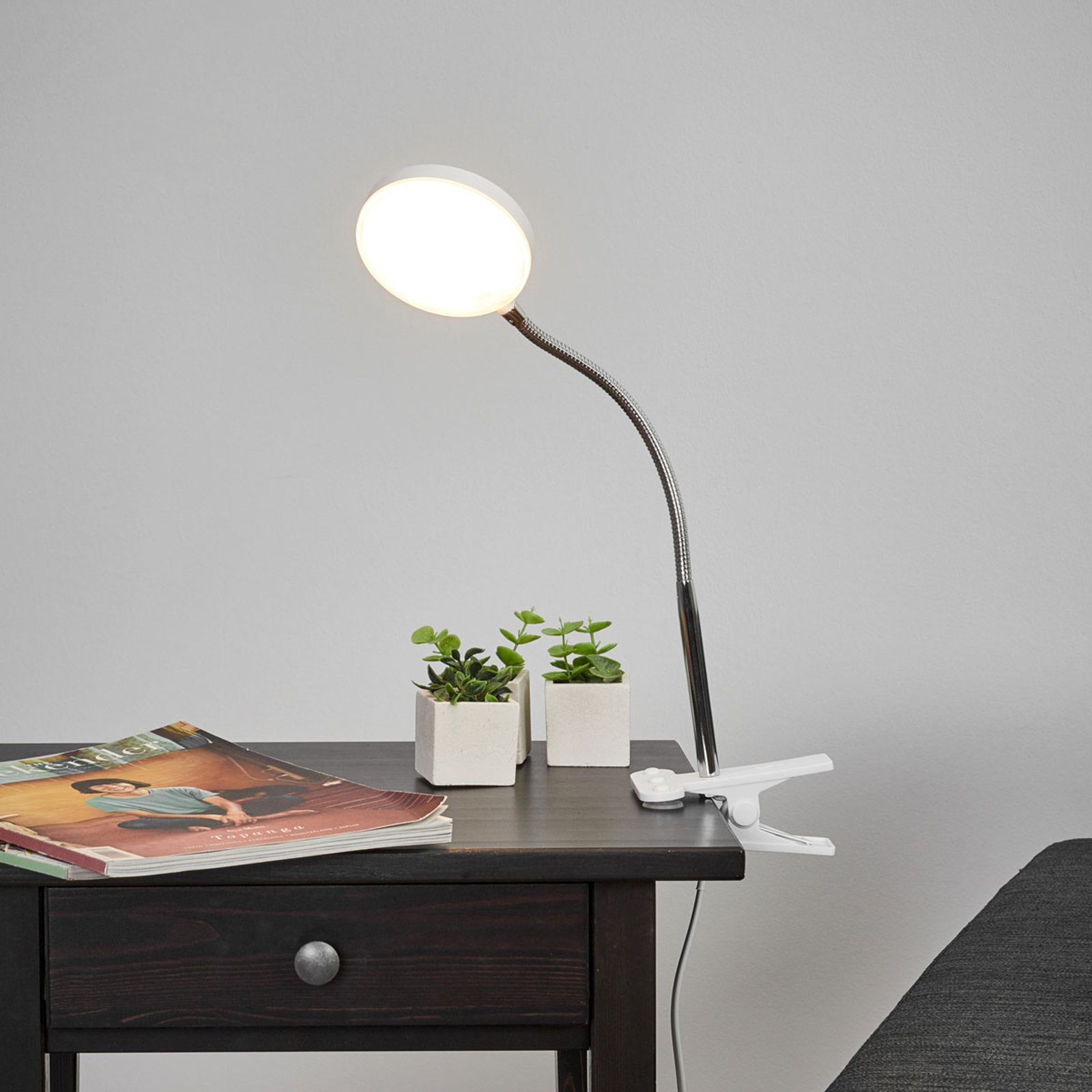 Milow LED Lampe à Clipser Chrome/White - Lindby