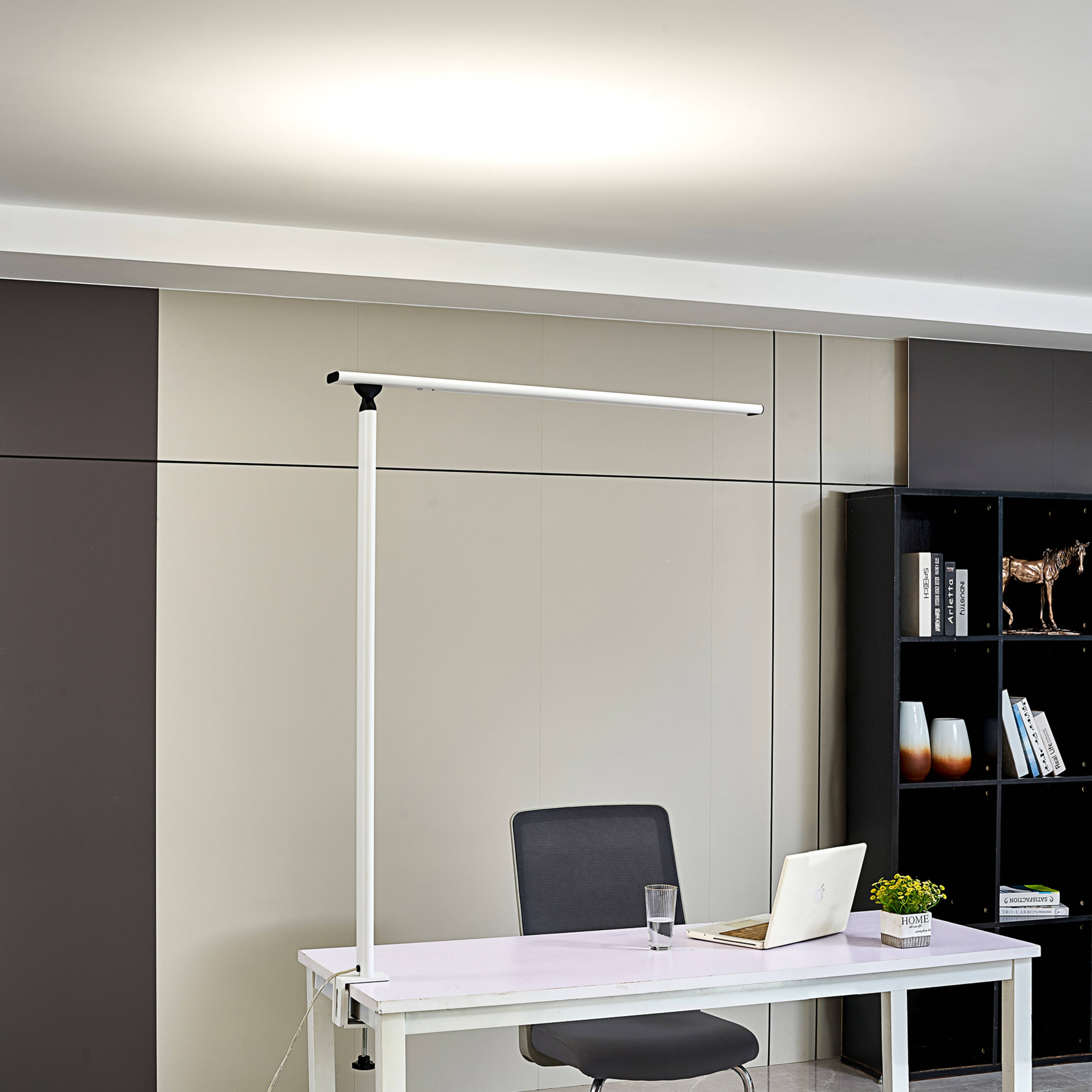 Prios Zyair lámpara de pinza de oficina LED blanco