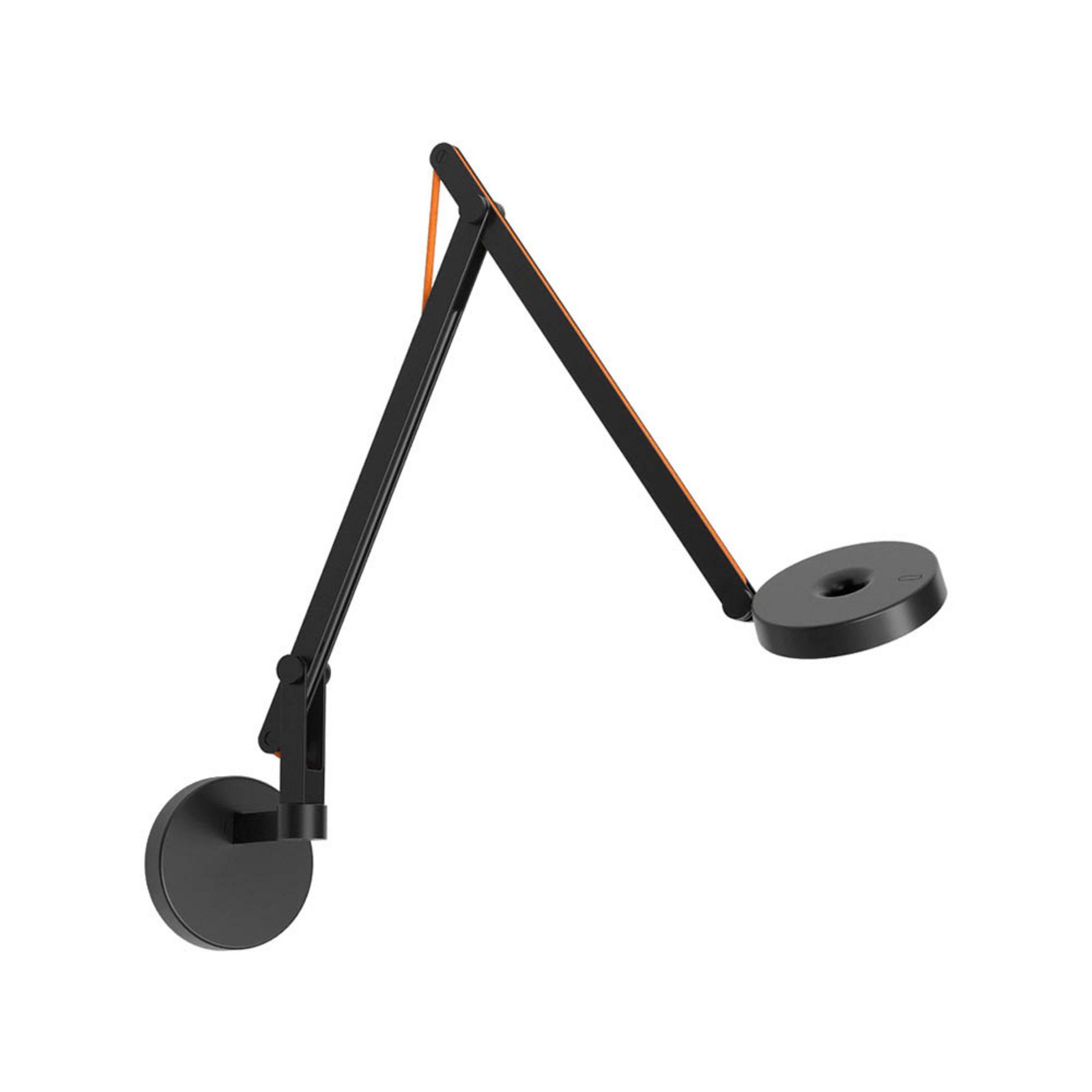 String W2 Mini Wall Lamp w/Hole DTW Matte Black/Orange - Rotaliana