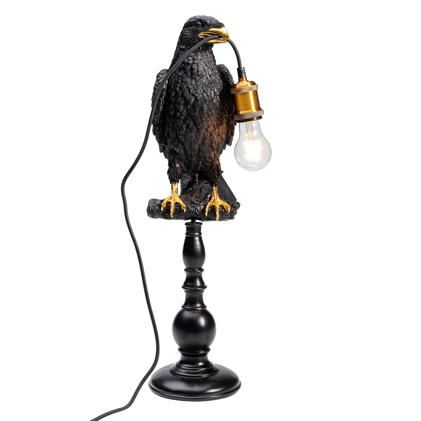 KAREN Lámpara de mesa Animal Sitting Crow en negro