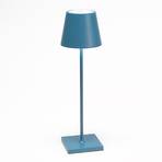 Zafferano Poldina LED asztali lámpa, újratölthető akkumulátorral, matt, kék