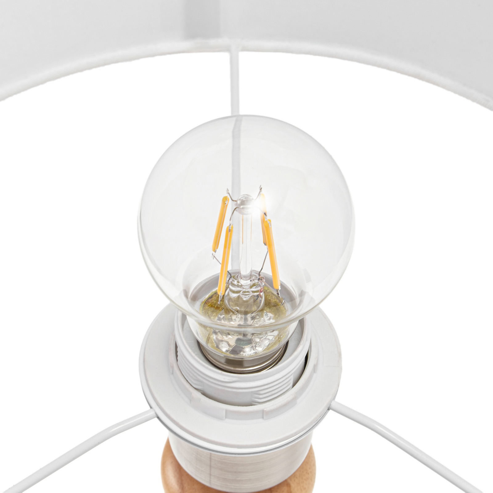 Lampe de table Karlie, blanche, en bois, hauteur 45 cm, E27 - Lucande Lampe de table Karlie, blanche, en bois, hauteur 45 cm, E27 - Lucande