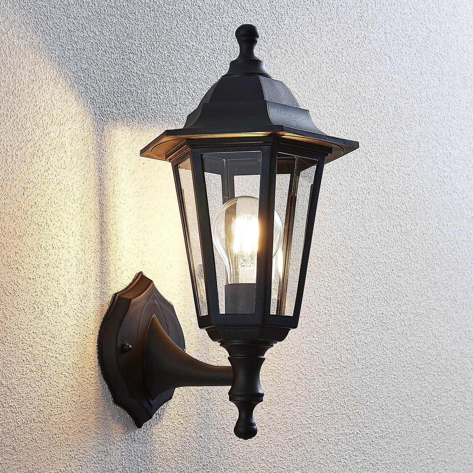 Wegelampe Nane Laterne Kunststoff Glas Schwarz Lampenwelt Garten Pollerleuchte