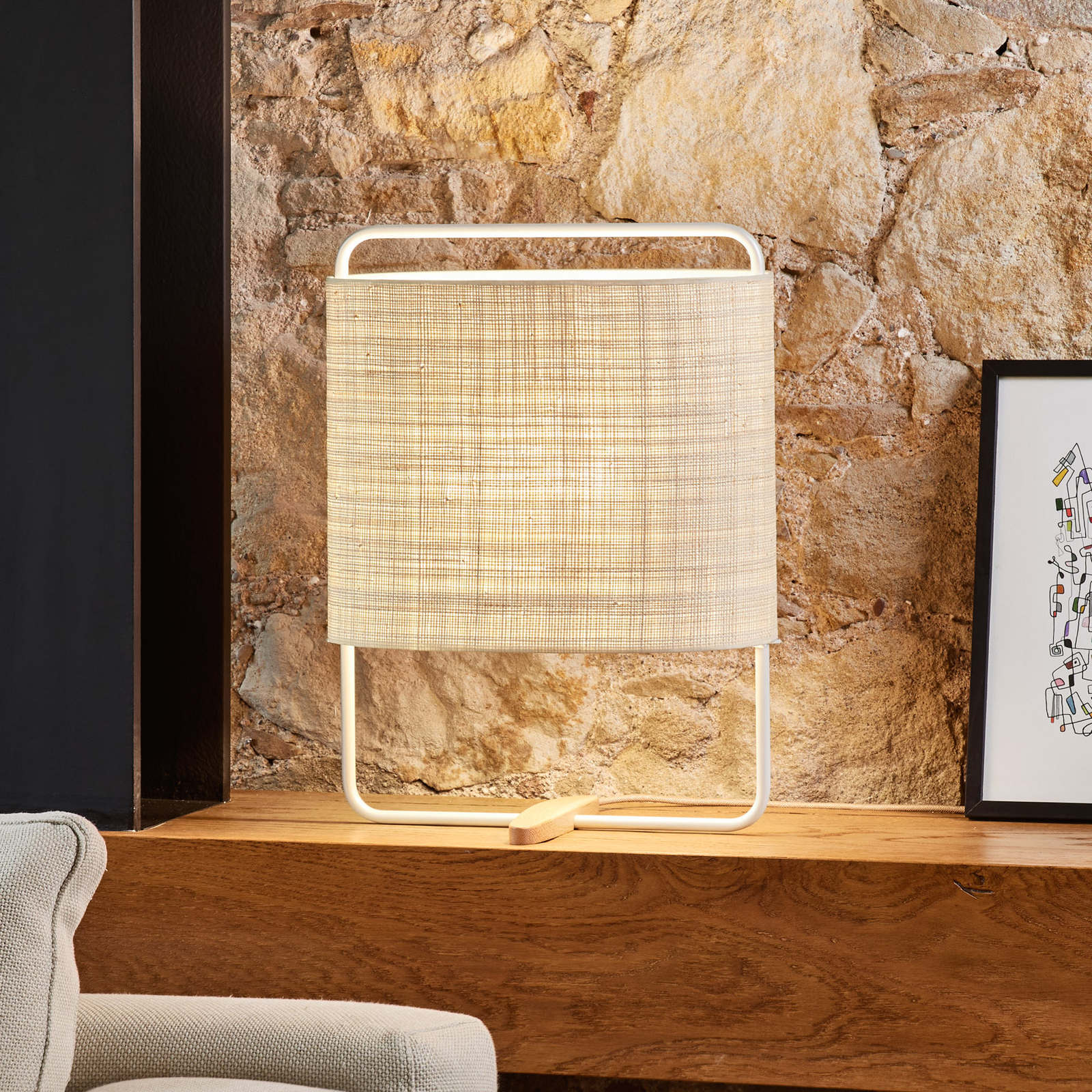 Margot table lamp 55cm natural mother-of-pearl oak