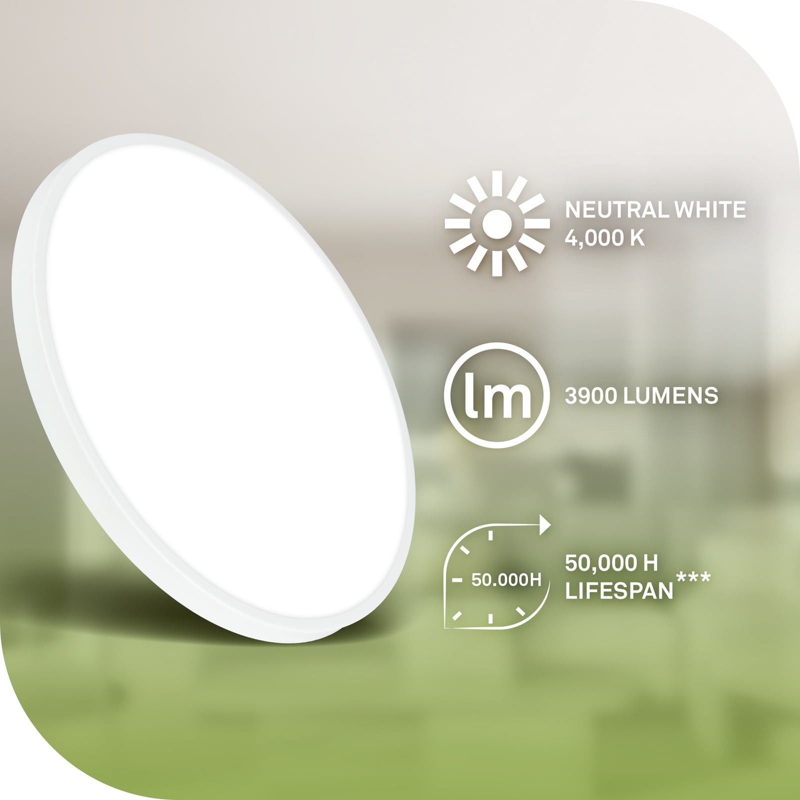 LED-kattovalaisin Kaida, valkoinen, Ø 38 cm, energiatehokkuusluokka A, 4 000 K