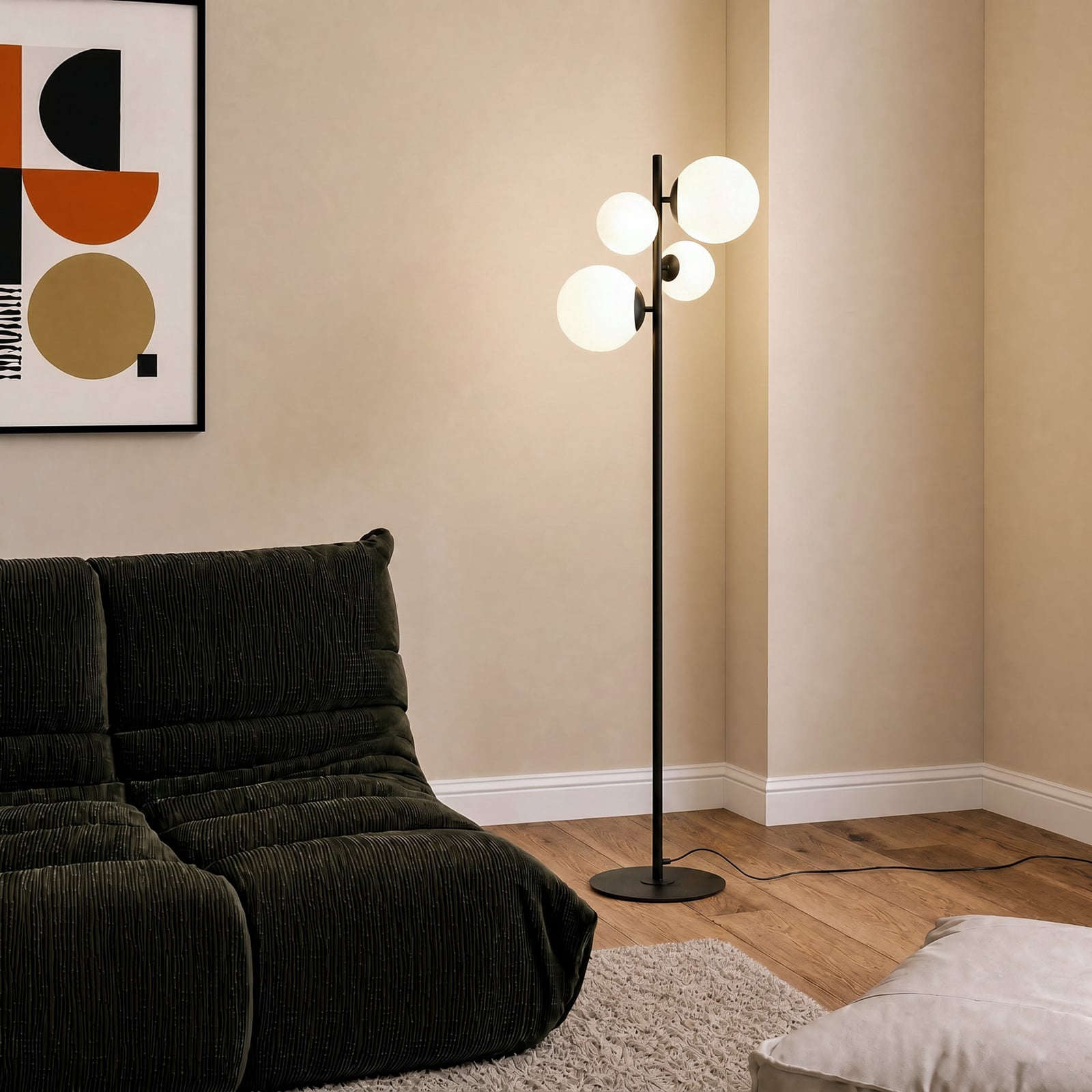 Lampa stojąca Dione, czarna, 4-punktowa – ALDEX