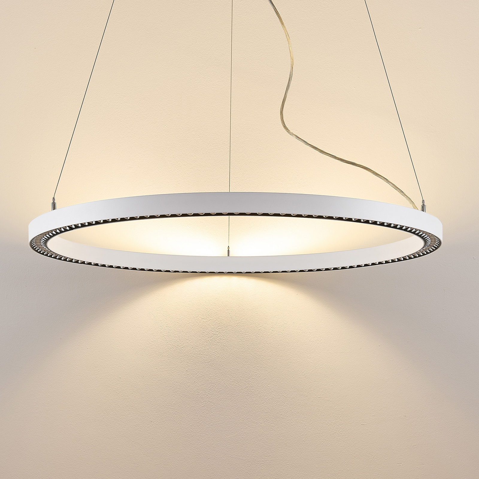 LED-riippvalgusti PERFORA PRO L, Ø 91 cm, valge, DALI üles/alla, CCT