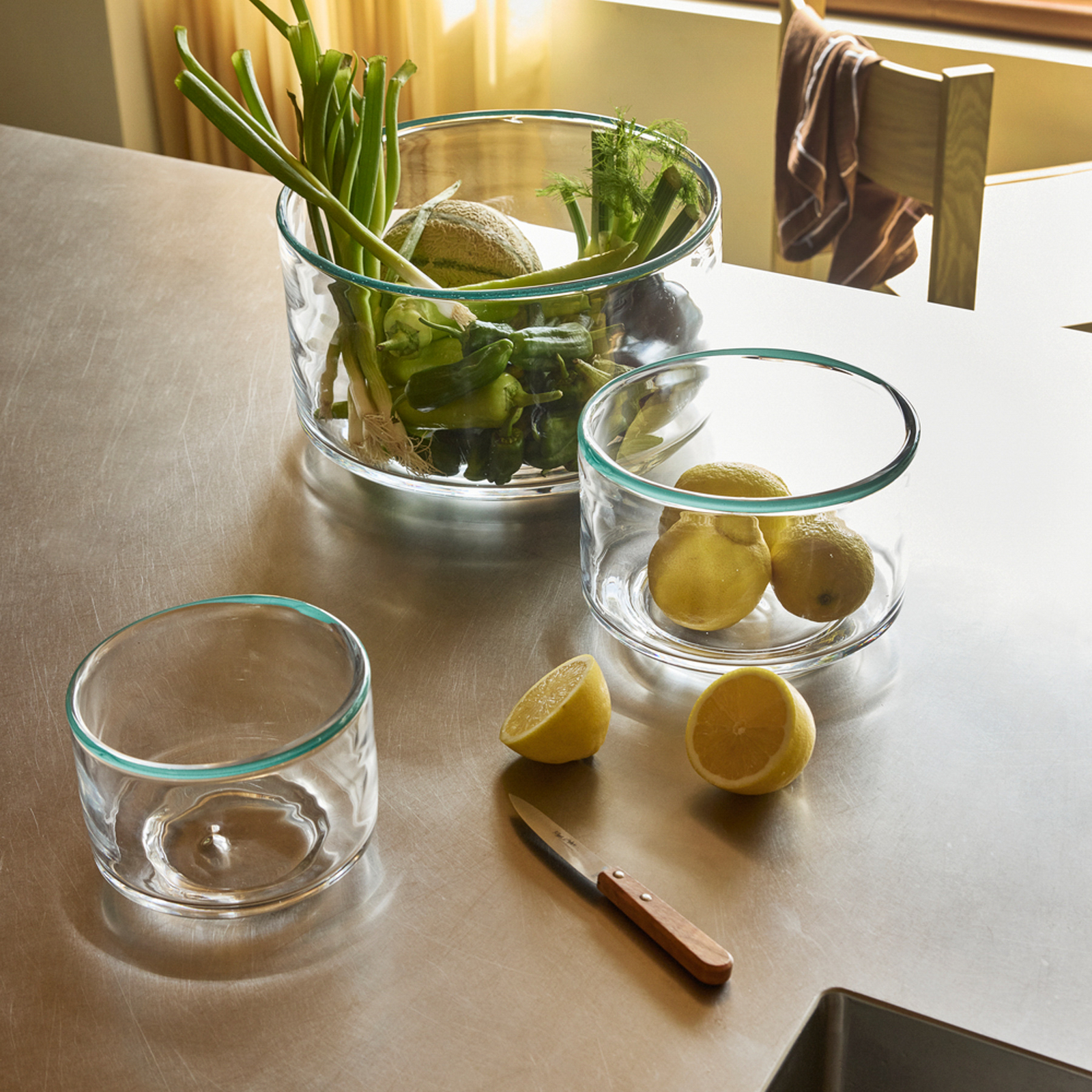 Cuenco Clea transparente/verde, Ø 15 cm, cristal - Hübsch