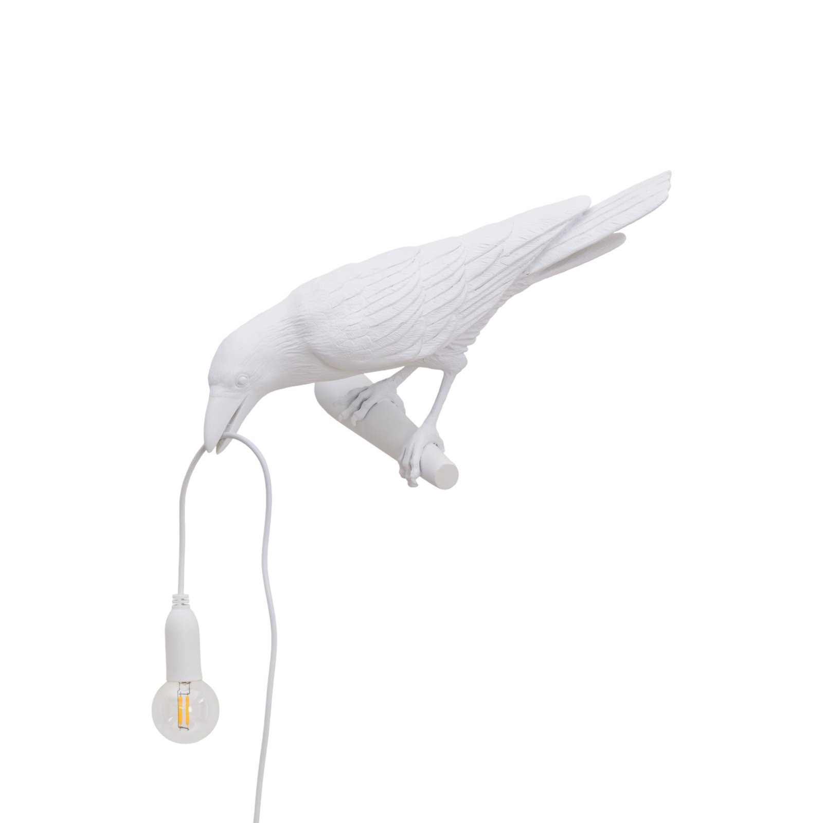 Applique LED Bird Lamp, sguardo a sinistra, bianco