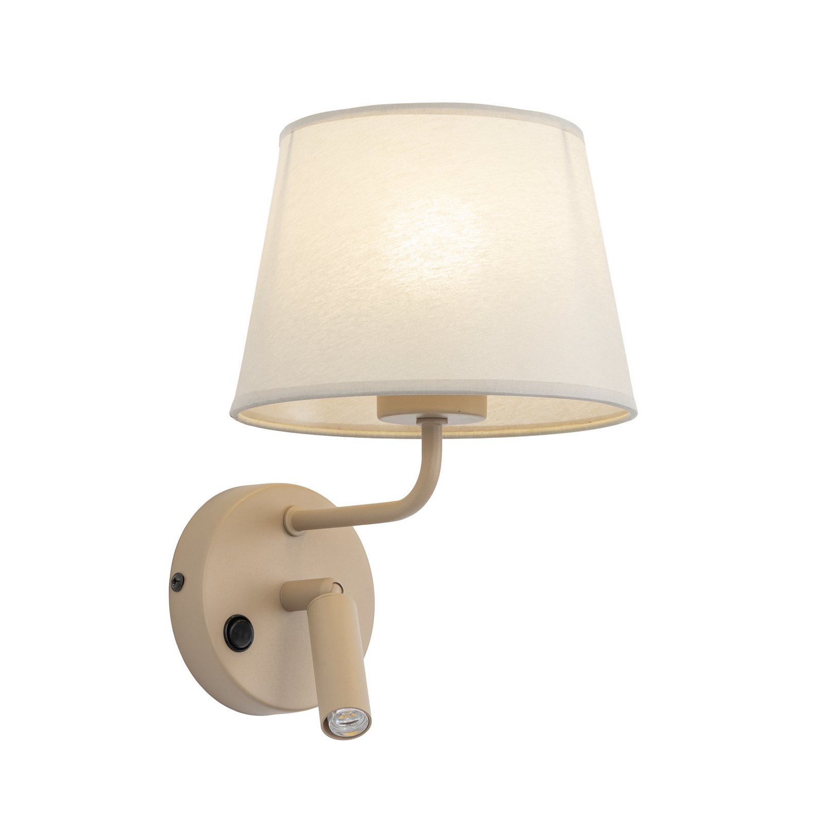 Maja fali világítás, homokszínű, textil, olvasólámpa, magasság 25 cm