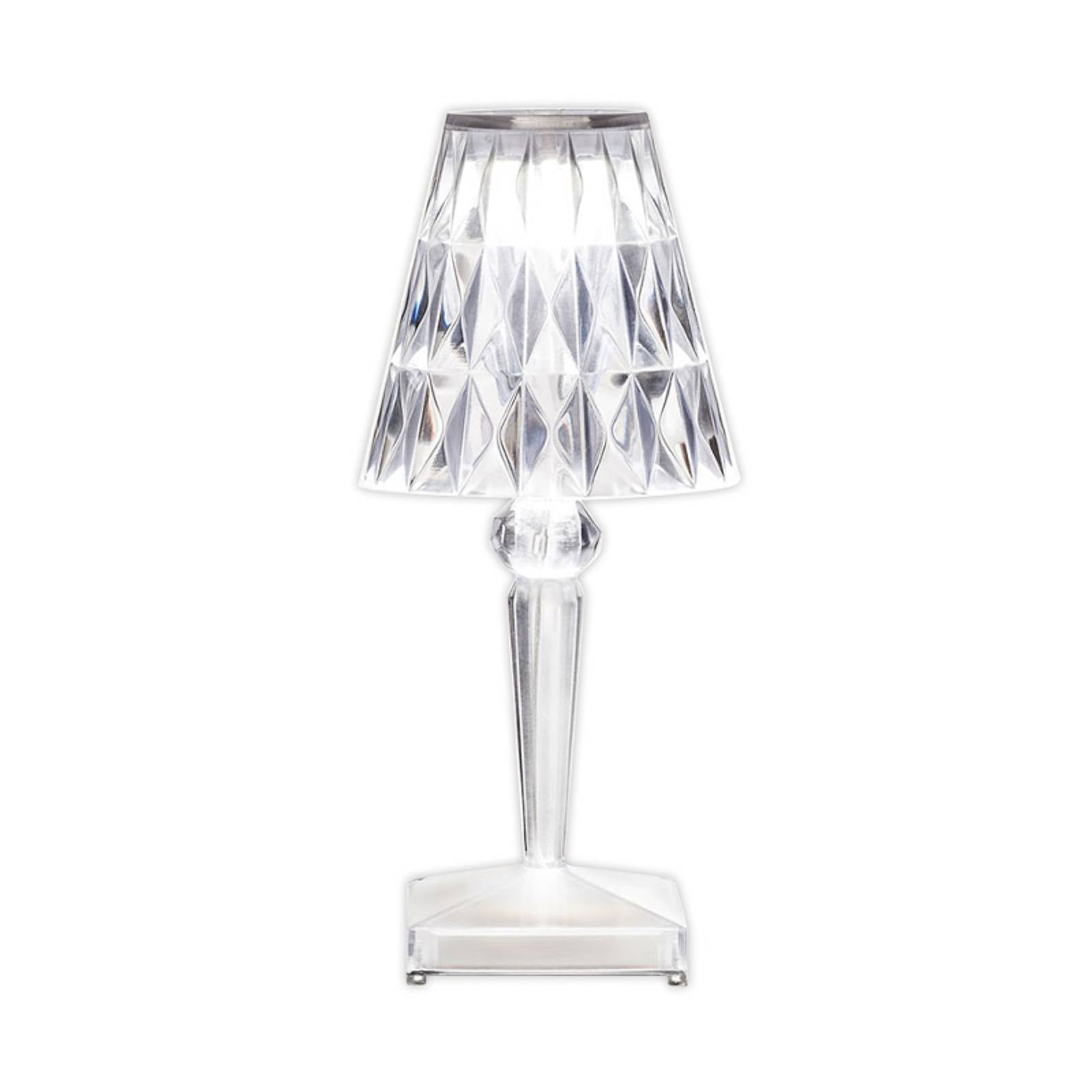 Kartell LED-Akku-Tischlampe Battery, 26cm, transparent, IP54