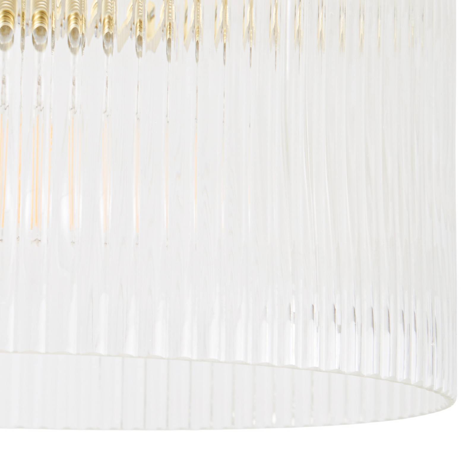 Lampa sufitowa Lucande Meritt, mosiądz/przezroczysta, Ø 25 cm, szkło