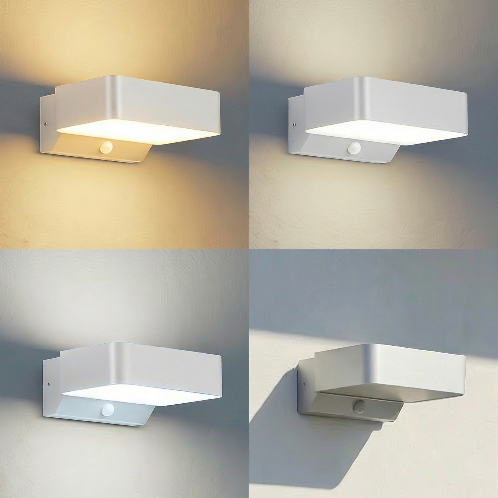 Aplique LED para exterior Lindby Fando, plata mate, con sensor, IP44