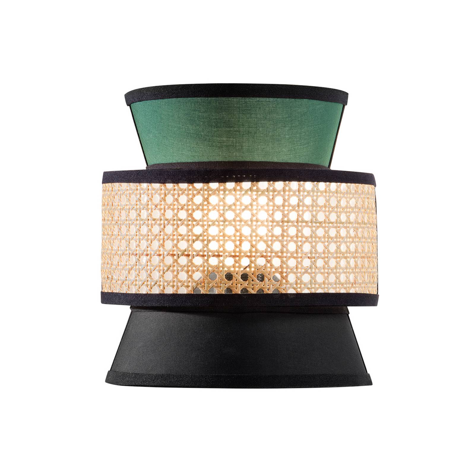 Wandlampe Gazebo, grün/schwarz/natur, Rattan, 27 cm, E27