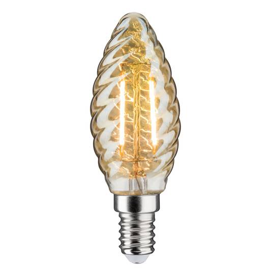 Bombilla vela LED E14 4,7W oro retorcida atenuable