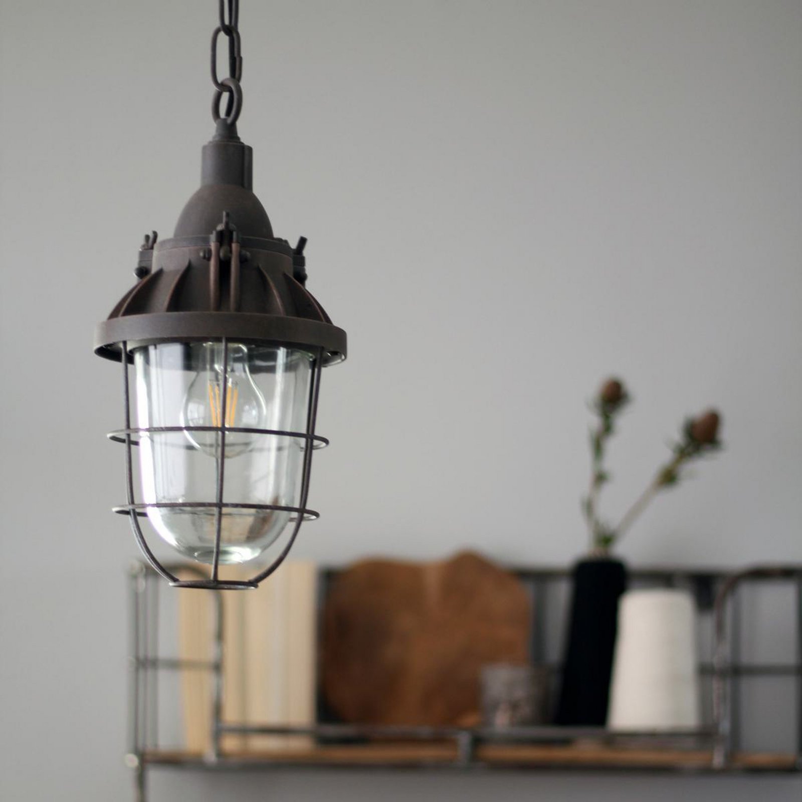 Hängeleuchte Ebbe, braun, Metall, Glas, E27