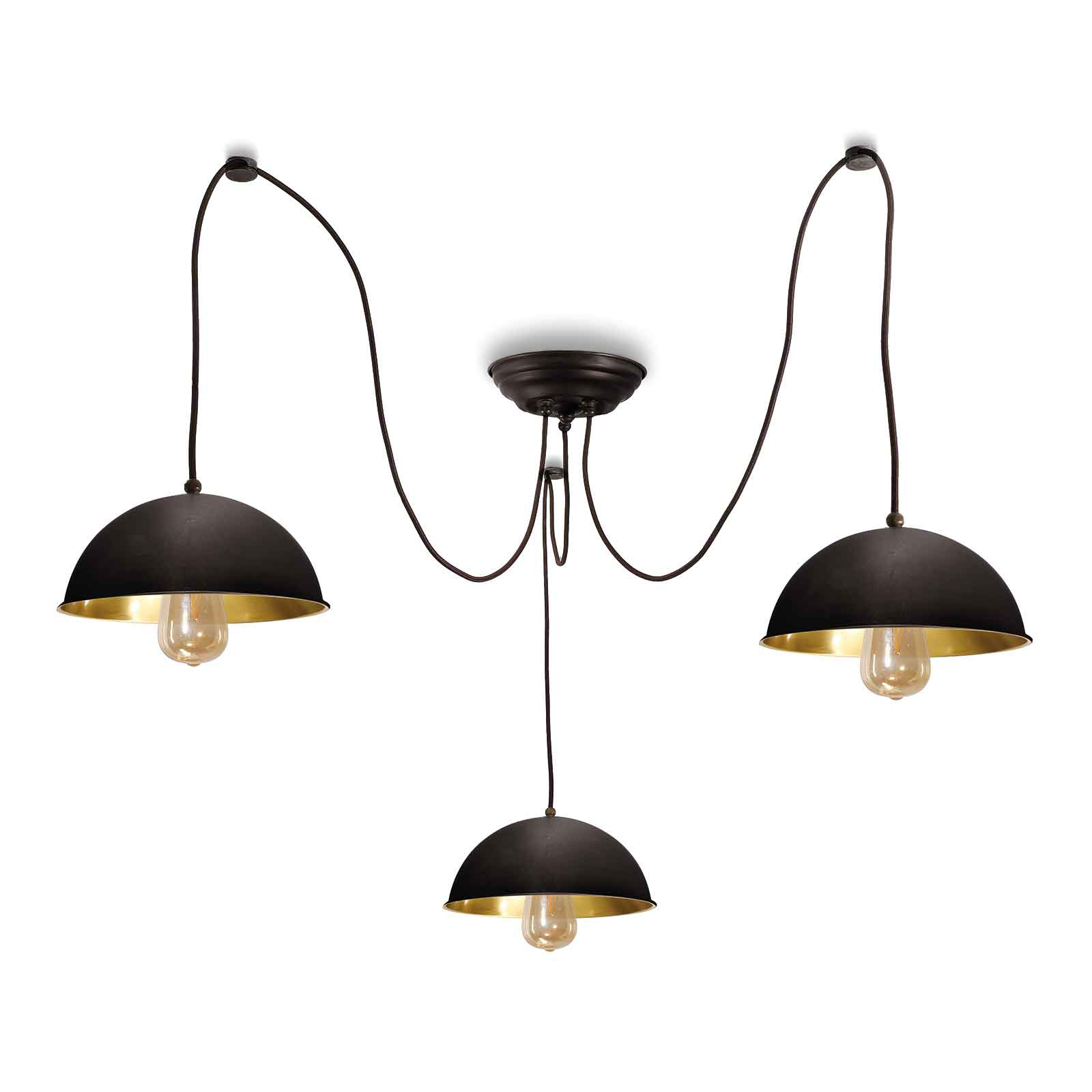 Moretti Circle 3248.3L hanging lamp 3-bulb burnished brass, for Living / Dining Room, brass, E27, 52 W, energy efficiency: A++
