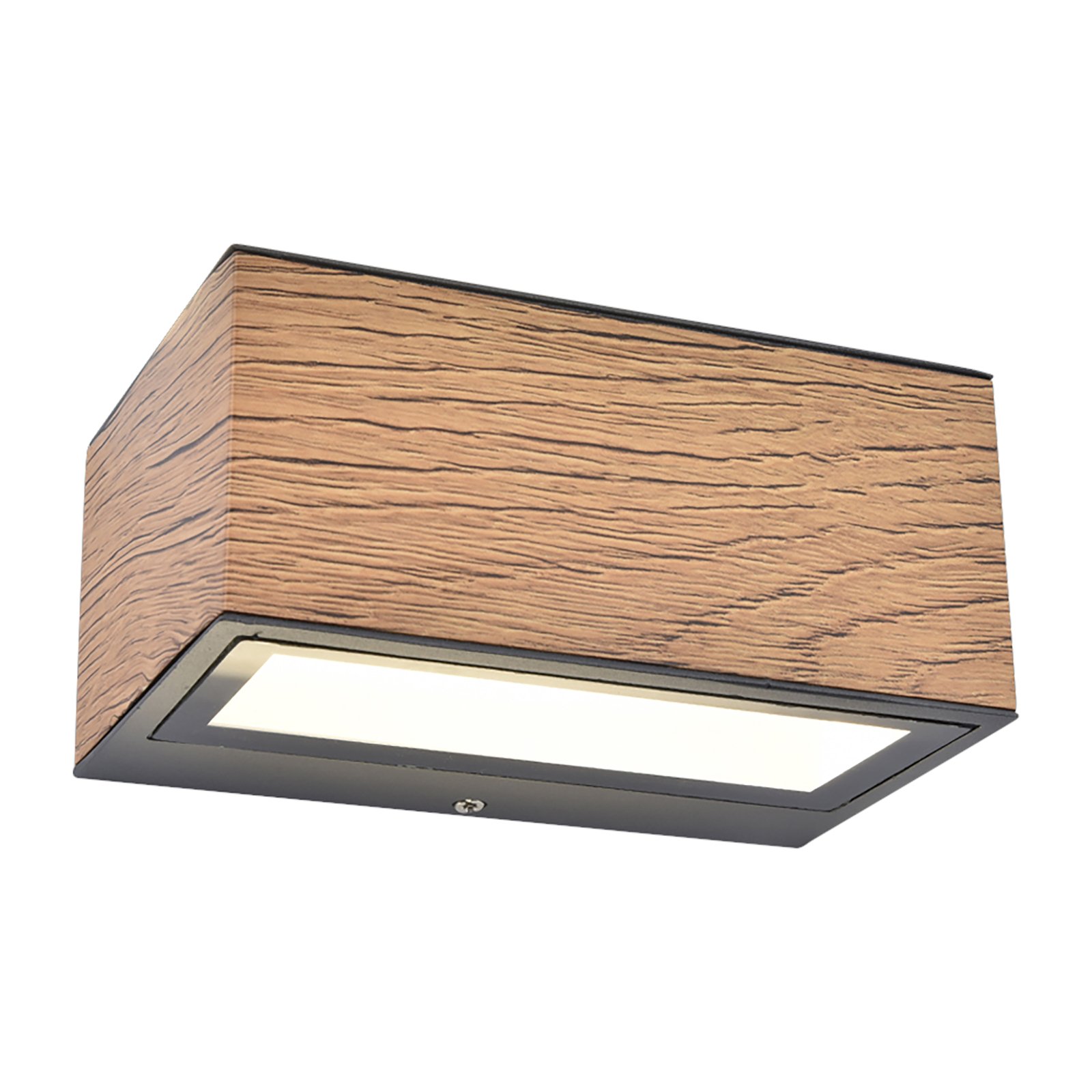 Gemini LED outdoor wall lamp wood look width 14 cm