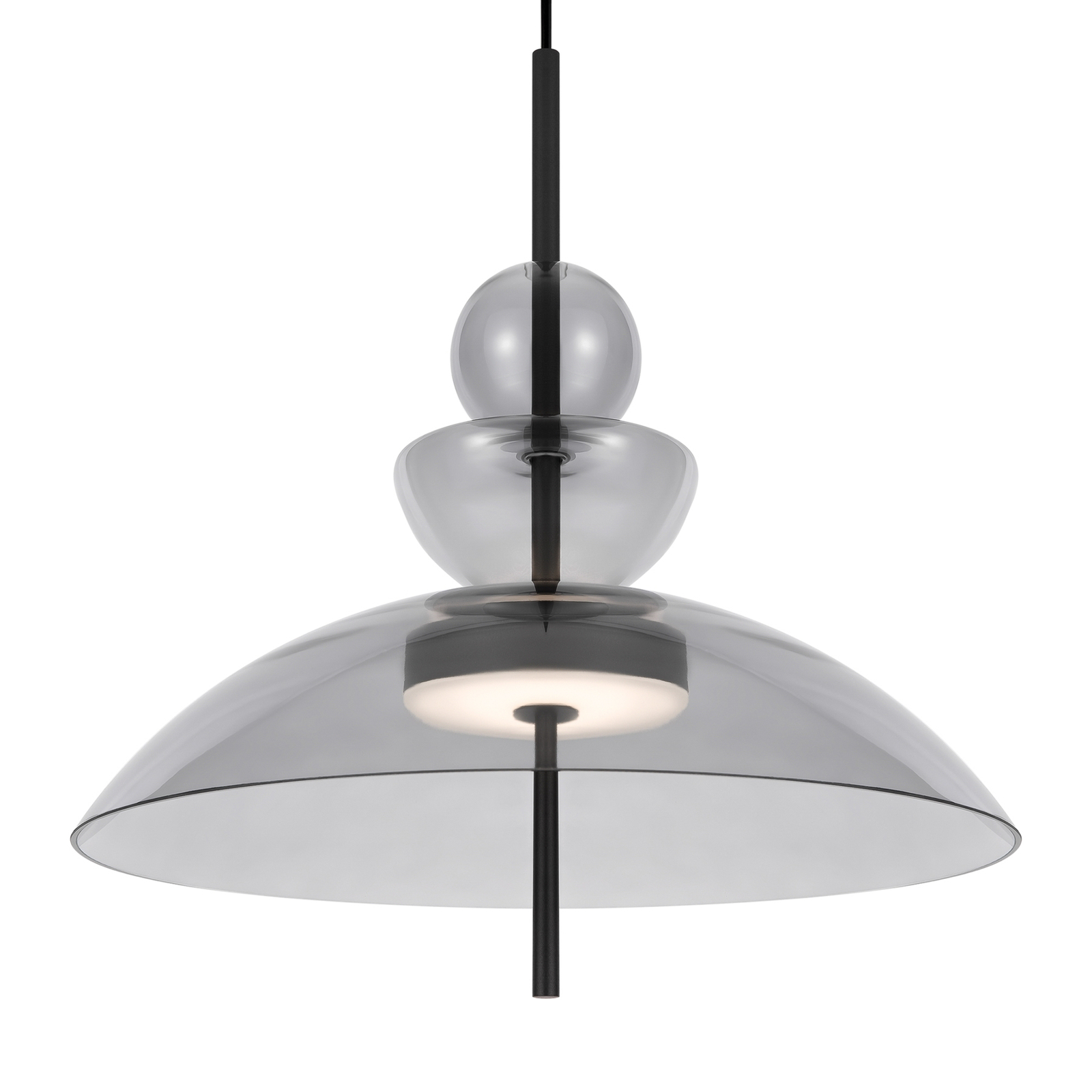 Maytoni suspension LED Bangkok, Ø 40 cm, gris clair, verre