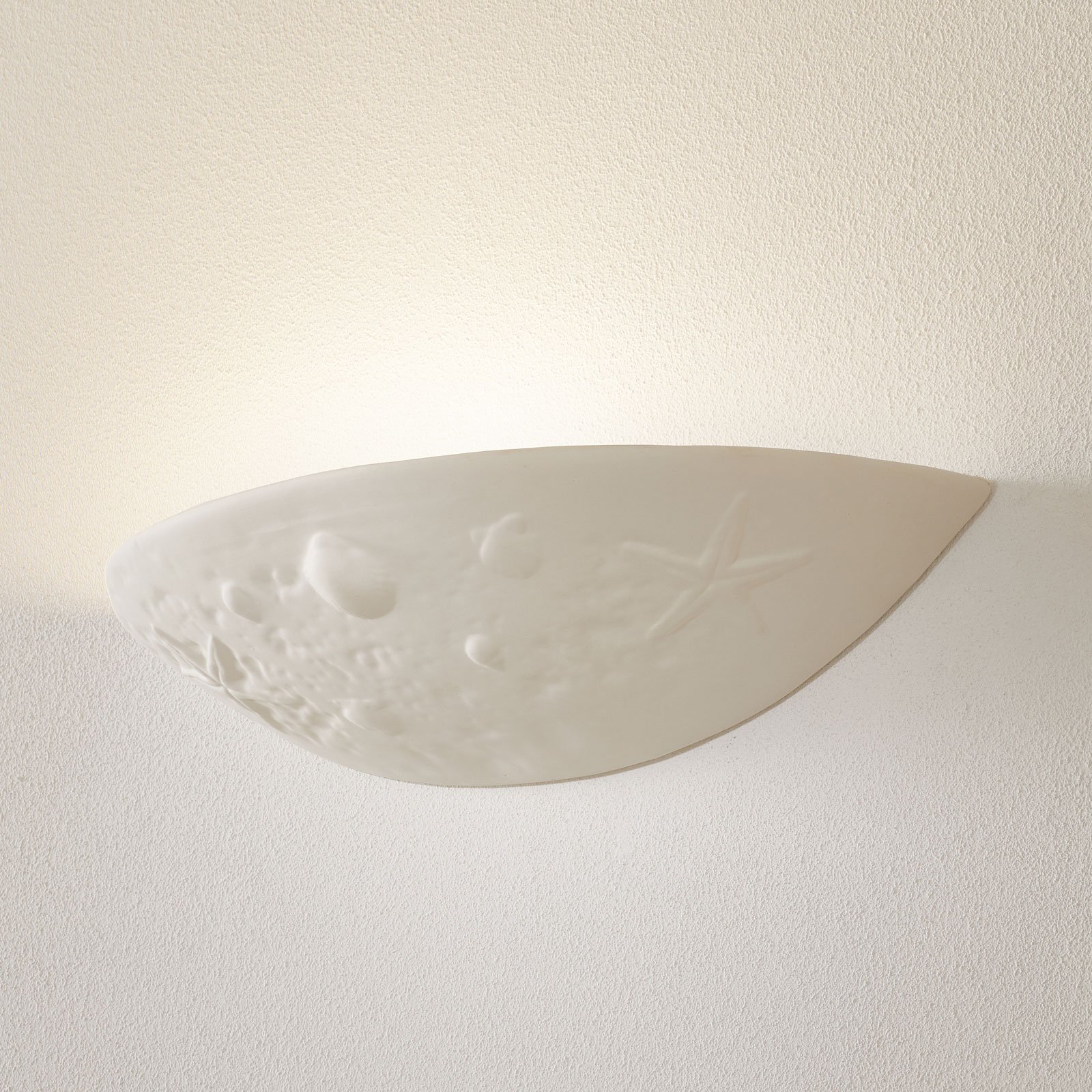 Eurokeramic Ceramic wall light Delia with a maritime motif, for Living / Dining Room, ceramics, E27, 60 W, energy efficiency: A++, W: 40 cm, H: 8.5 cm