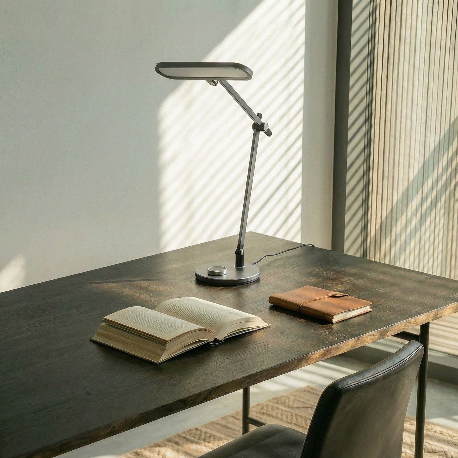 Lindby LED table lamp Elvir, grey, aluminium, height 53cm, CCT