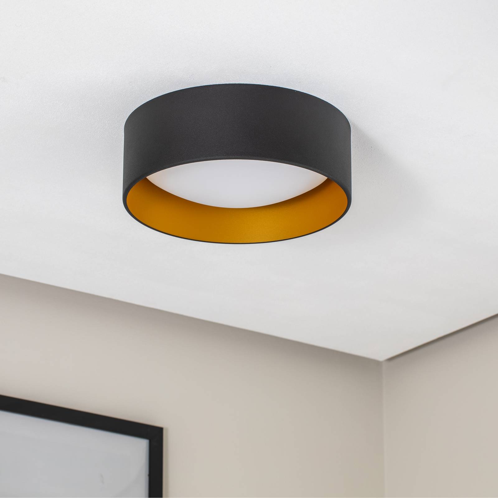 Lampa sufitowa Riu, czarno-złota, stal, Ø 35 cm