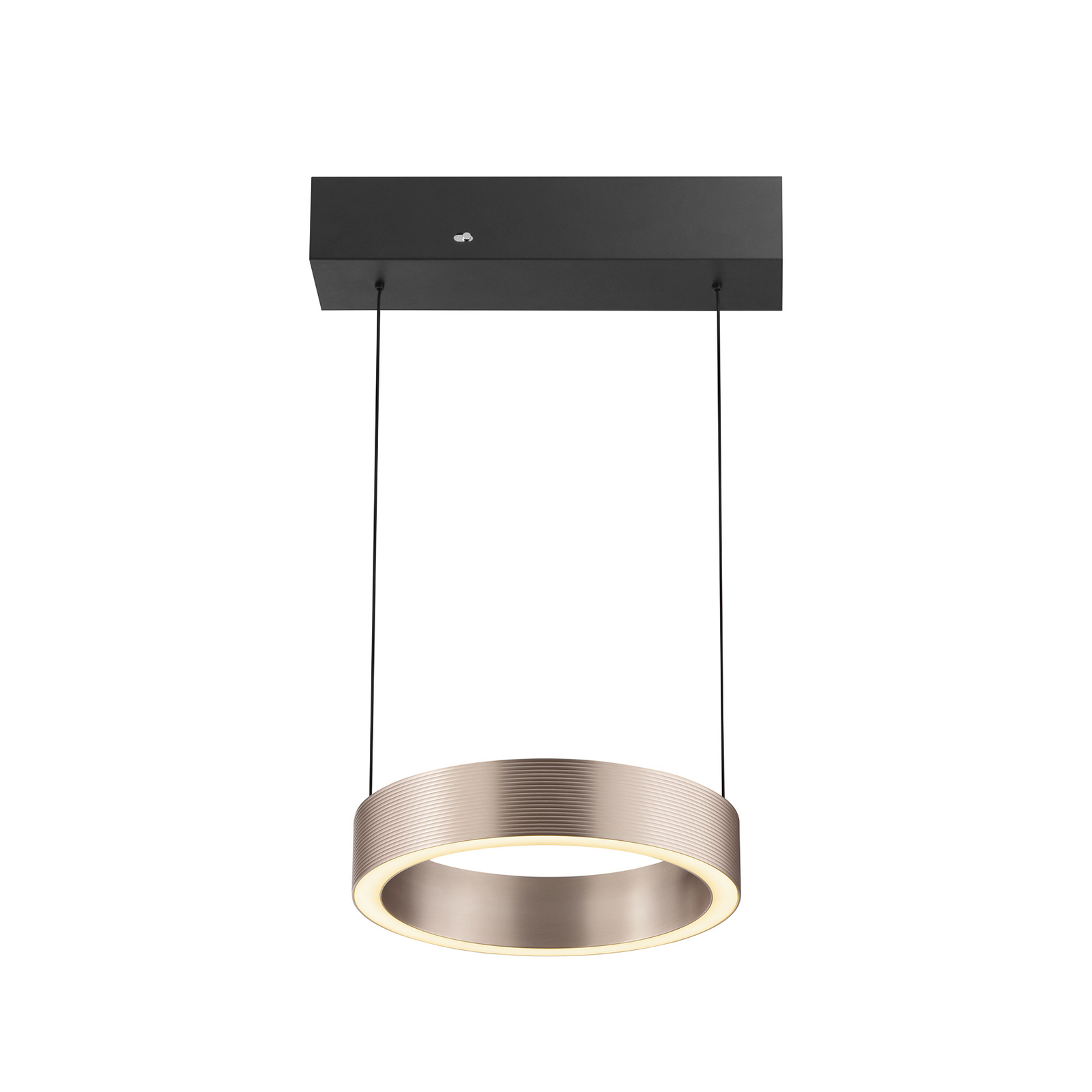 Lampada LED a sospensione Axion, nera/marrone, lunghezza 32 cm, CCT Lampada LED a sospensione Axion, nera/marrone, lunghezza 32 cm, CCT