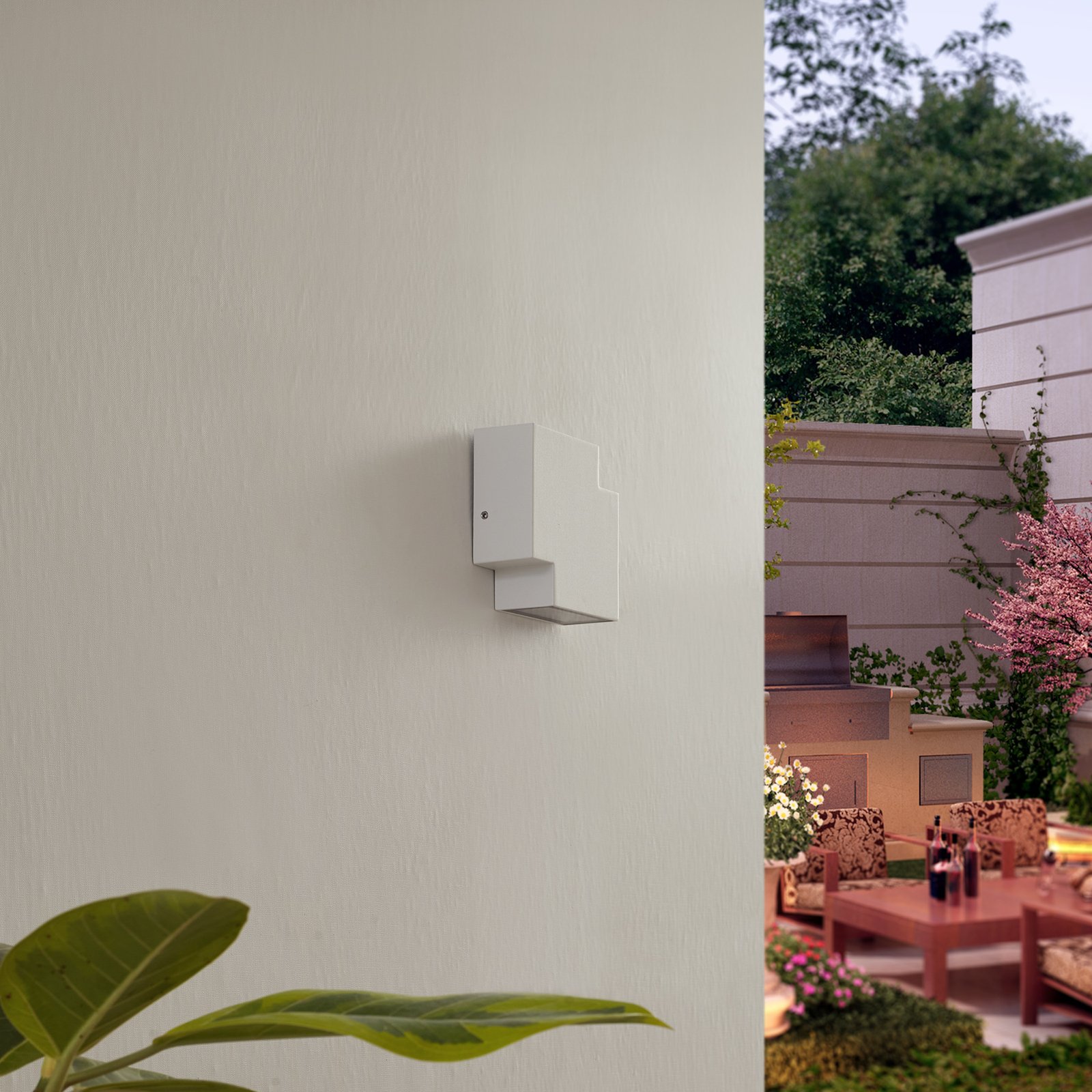 Lindby LED outdoor wall light Fendir, white, aluminium, 10.5 cm