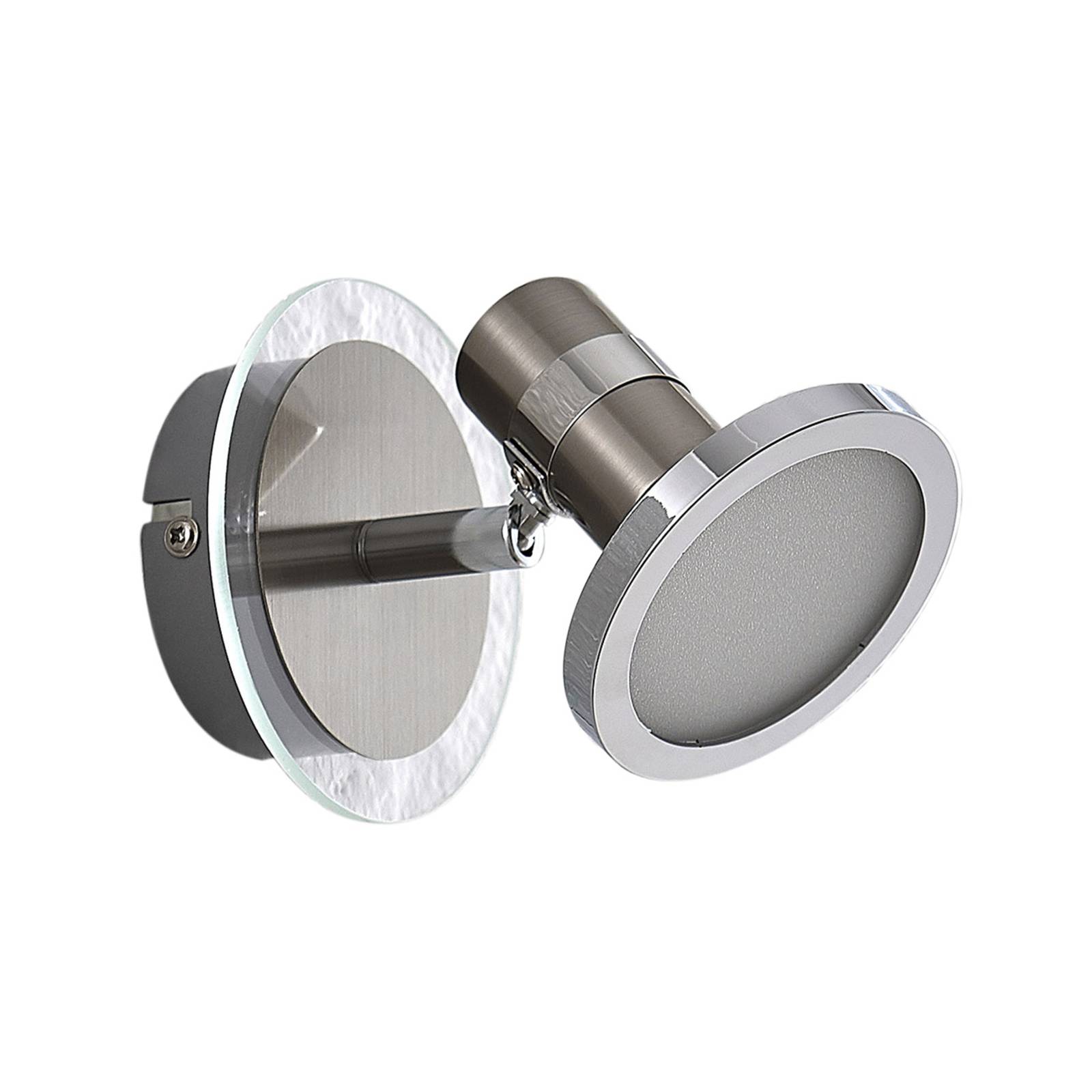 Lindby Kajetan LED spotlight, nickel, one-bulb, for Living / Dining Room, metal, glass, GU10, 5 W, W: 11 cm, H: 15.5 cm