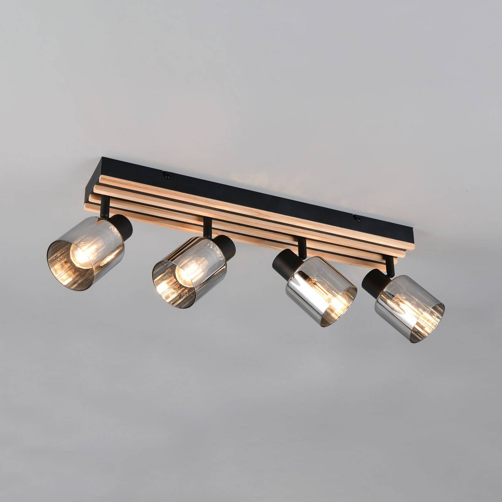 Reality Leuchten Bodovka Travia, délka 65 cm, 4 plameny, černá/kouřově šedá