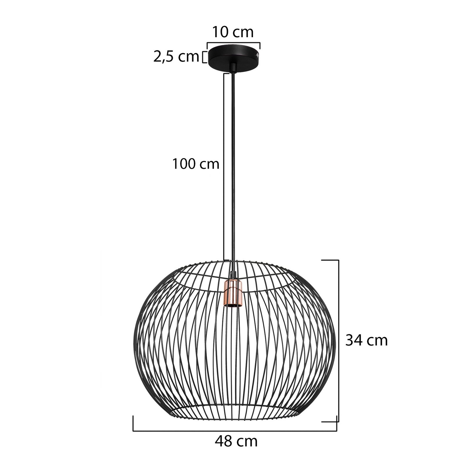 Cordano lógó világítás, fekete, Ø 48 cm, fém