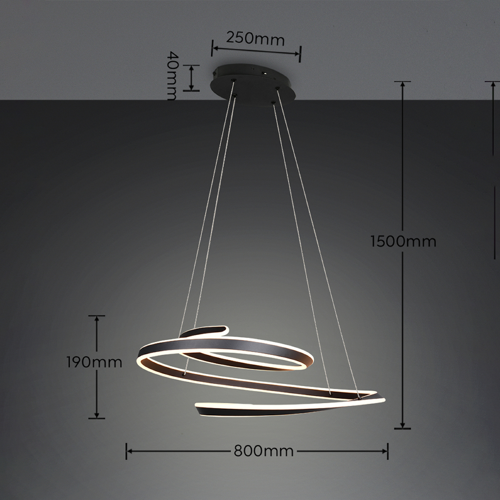 LED-riippvalgusti Arlington, mattmust, pikkus 80 cm, metall, CCT LED-riippvalgusti Arlington, mattmust, pikkus 80 cm, metall, CCT