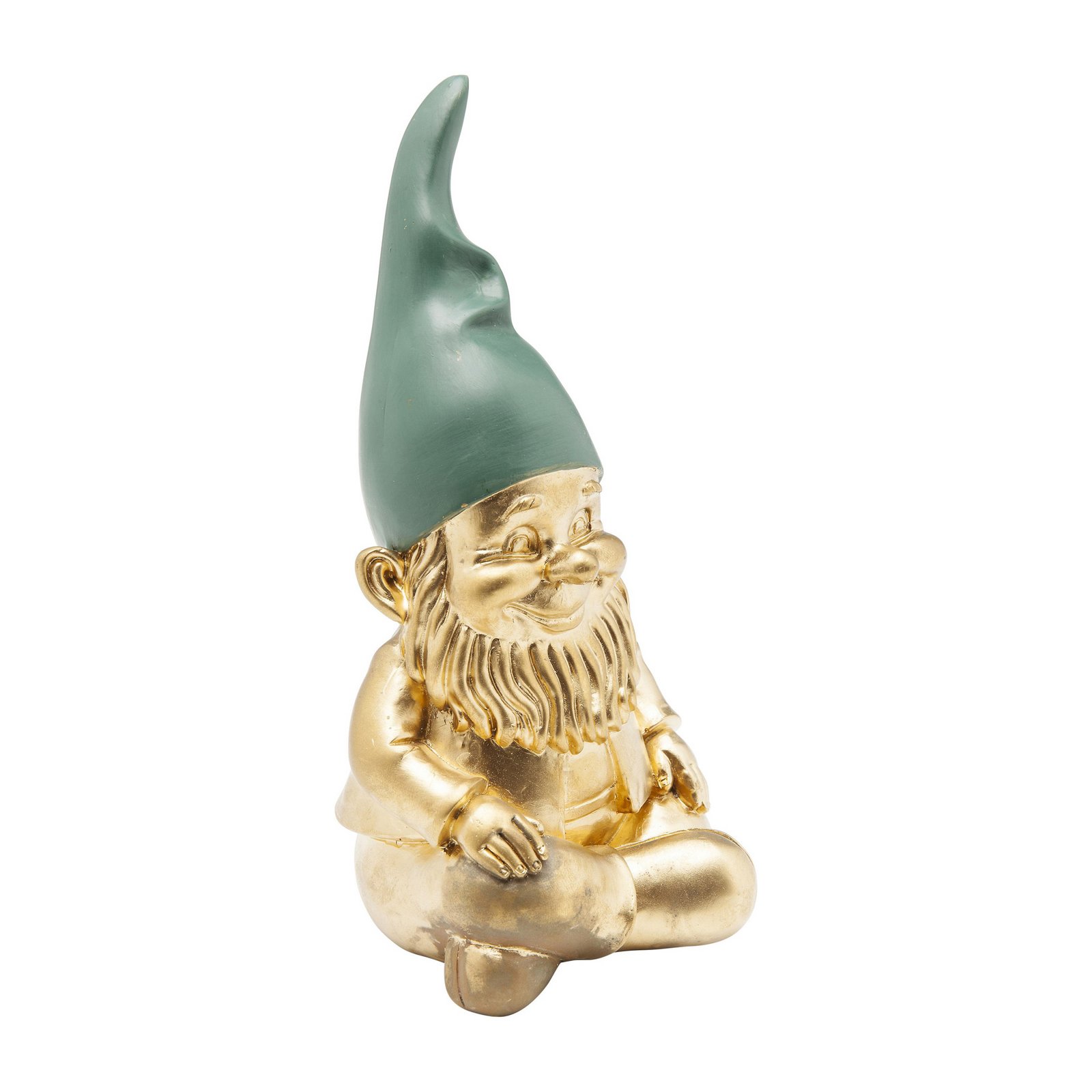 KARE decorative figurine dwarf Sitting, green/gold-coloured, polyresin