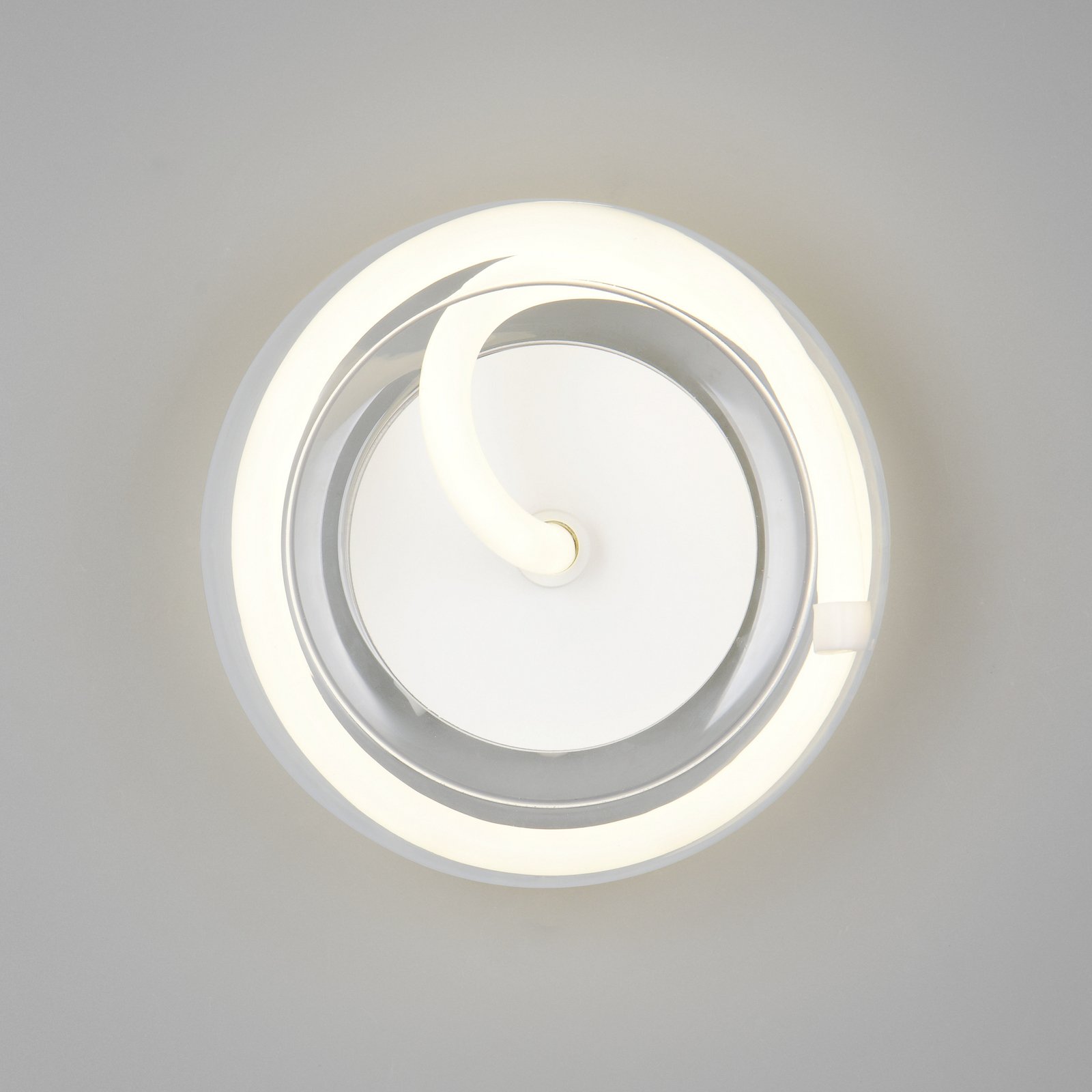 Candeeiro de parede LED Tarsia, branco mate, Ø 21,5 cm, vidro